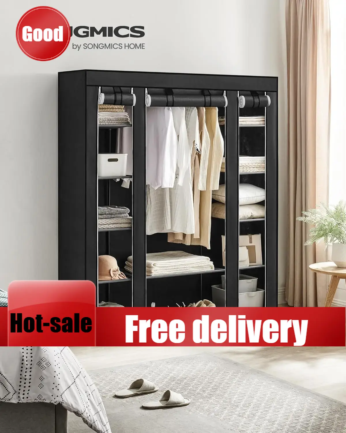 Wardrobe Closet Portable Fabric Cover - Armario Portátil Cheng-Closet para Dormitorio, Perchero