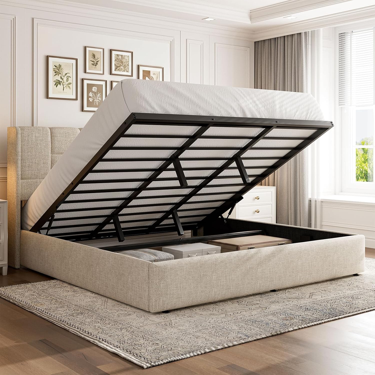 Gas Lift Storage Bed Hydraulic - Base de Cama King Size con