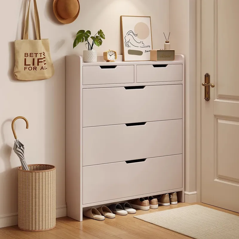 Shoe Rack Cabinet Narrow Entryway - Zapatero de Madera Maciza de 17