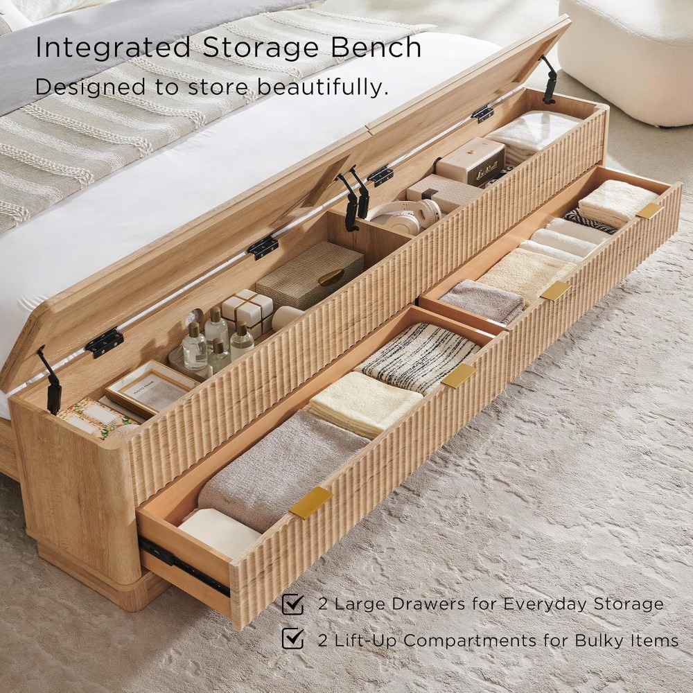 Base de Cama King Size con Ban - King Size Bed Frame With Storage Drawers reseña y precio