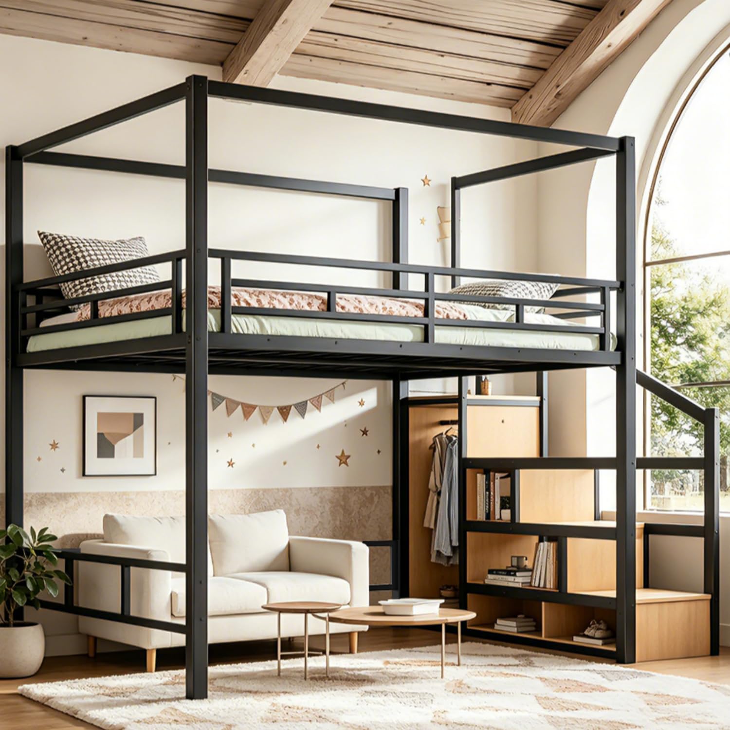 Cama tipo loft para adultos co - Canopy Bed Frame Metal Queen reseña y precio
