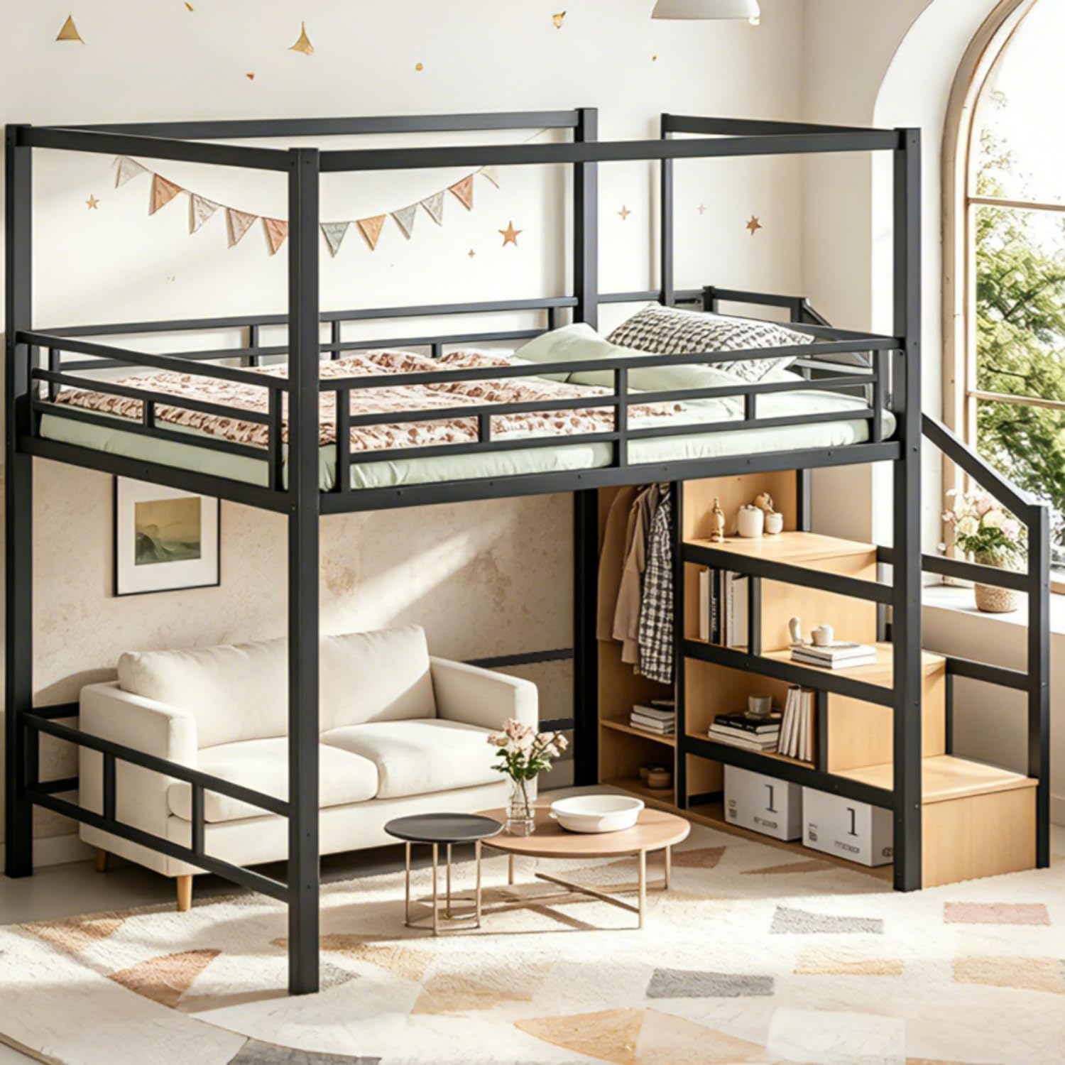 Cama tipo loft para adultos co - Canopy Bed Frame Metal Queen reseña y precio