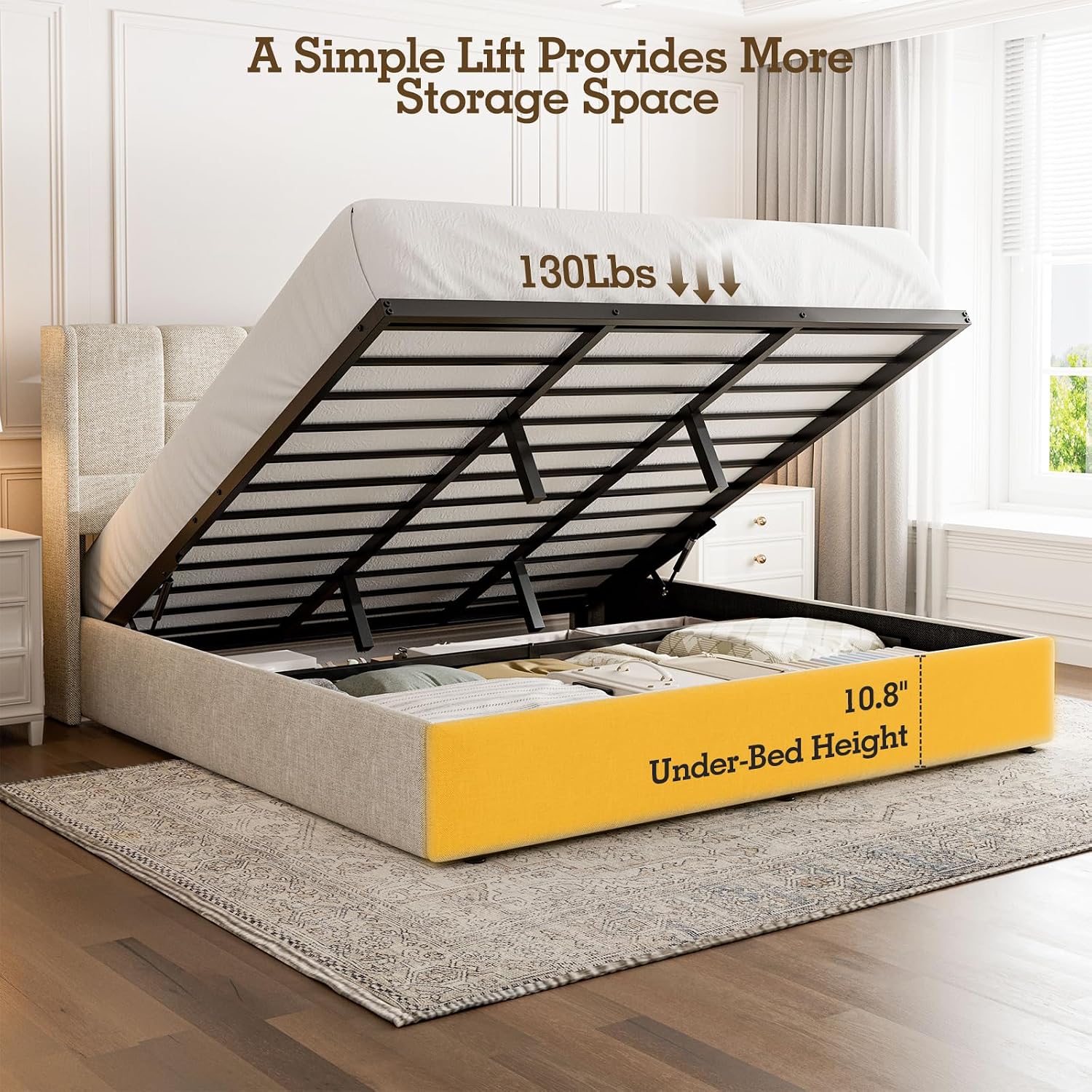 Base de Cama King Size con Ele - Gas Lift Storage Bed Hydraulic reseña y precio