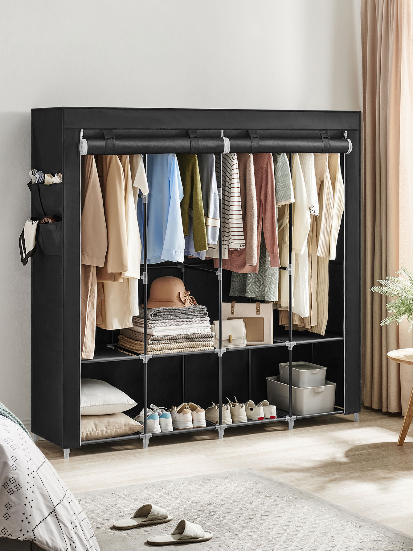 Armario portátil, organizador  - Wardrobe Closet Portable Fabric Cover reseña y precio