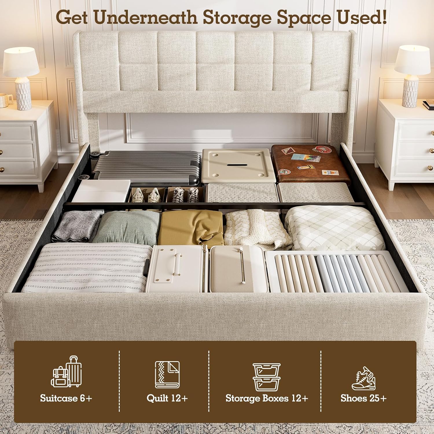 Base de Cama King Size con Alm - Gas Lift Storage Bed Hydraulic reseña y precio
