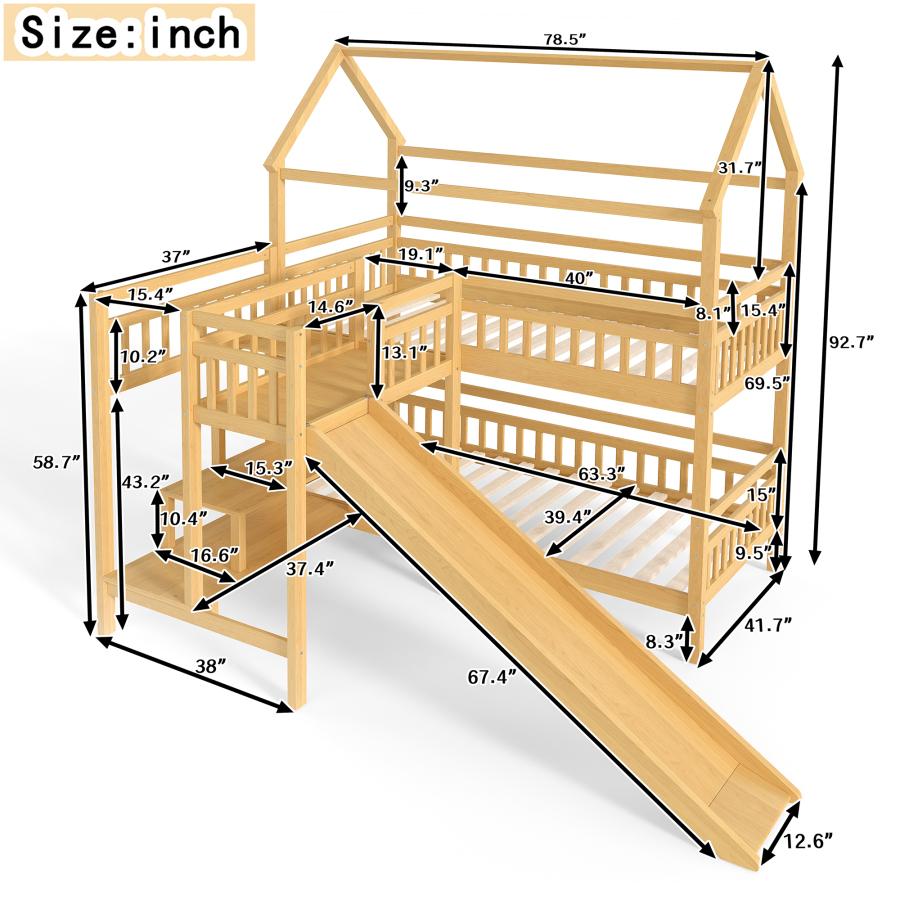 Cama litera doble con forma de - Bunk Bed With Stairs And Slide reseña y precio