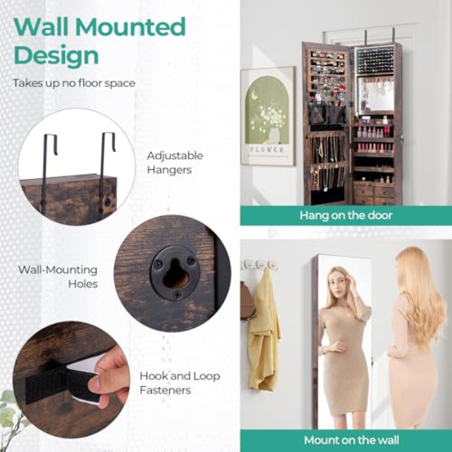 Armario de joyas con 47 luces  - Full Length Mirror Jewelry Armoire reseña y precio