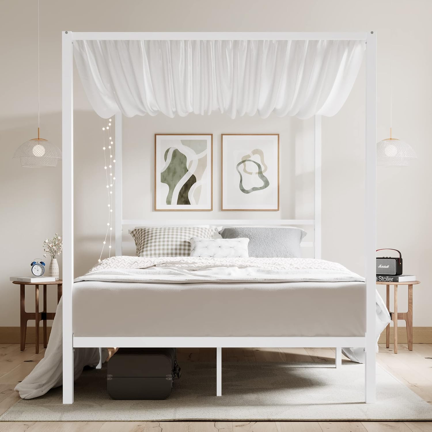 Base de Cama Queen con Estruct - Canopy Bed Frame Metal Queen reseña y precio