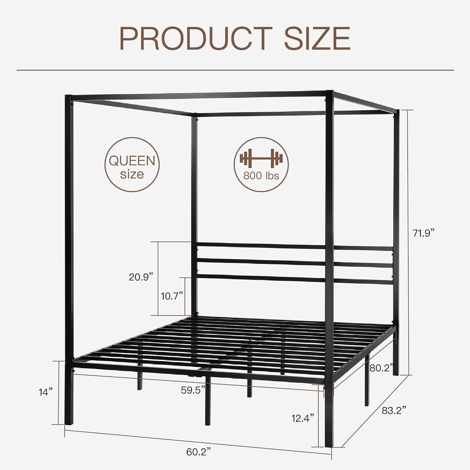 Estructura de cama con dosel m - Canopy Bed Frame Metal Queen reseña y precio